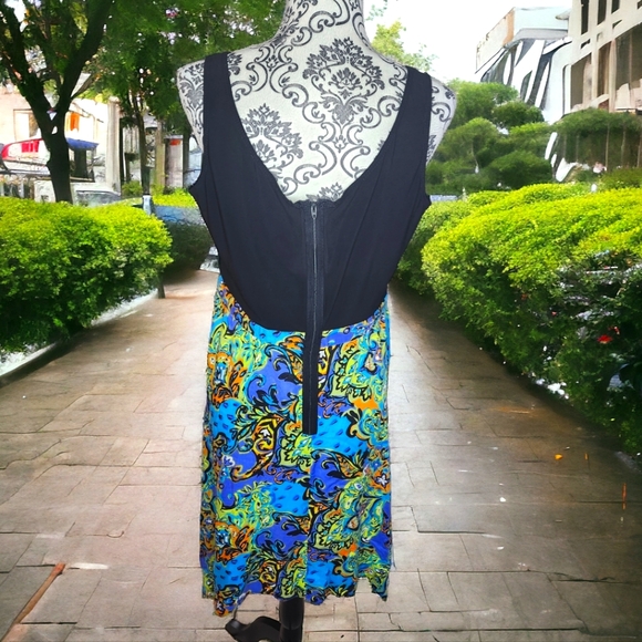 TIANA B Black & Floral Midi Dress- Large - Picture 3 of 4